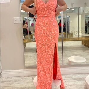 Coral Primavera Prom Dress Size 2
